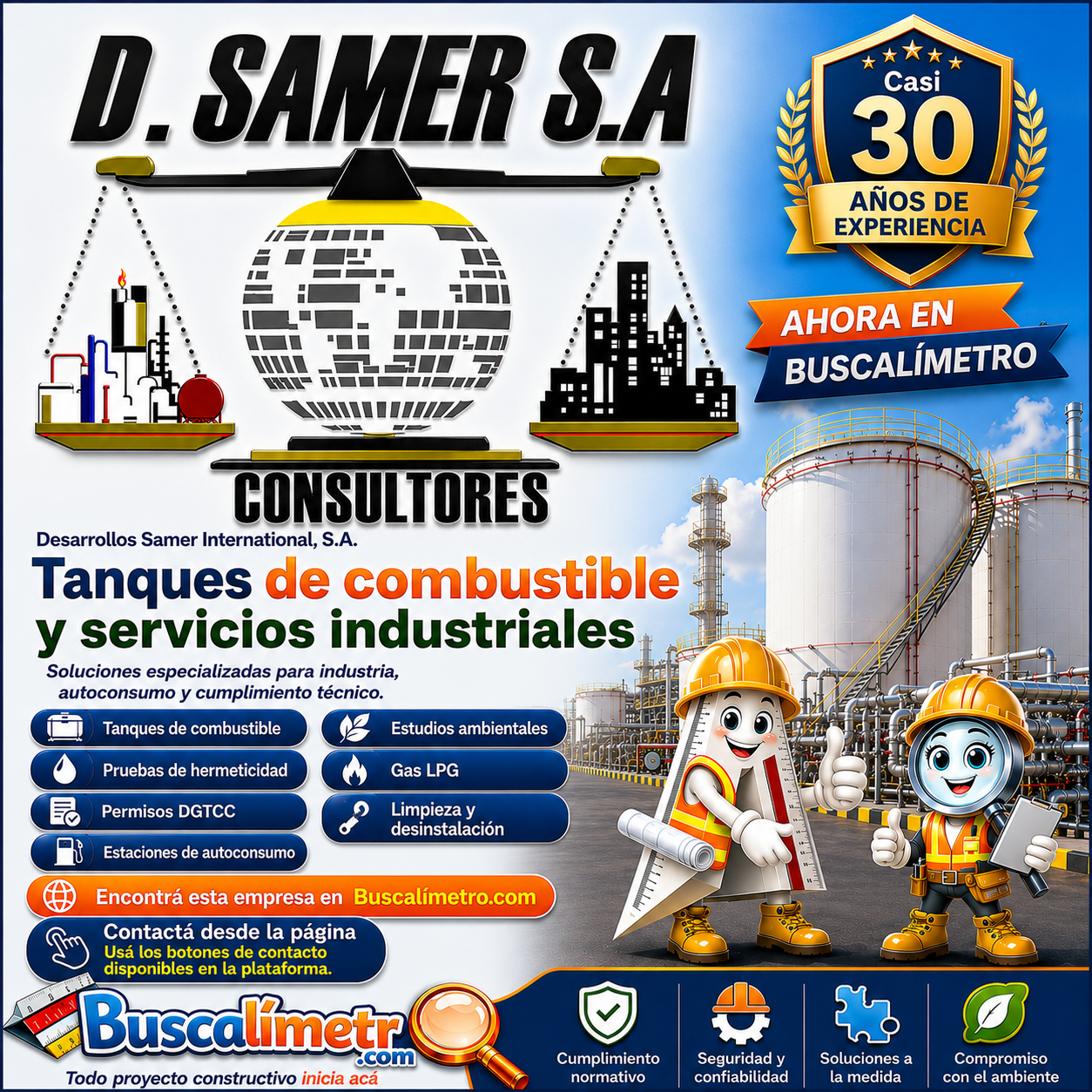 Servicios industriales para combustibles en Costa...