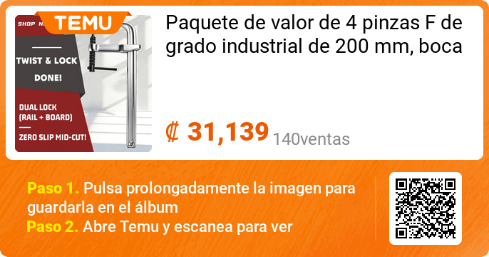 Paquete de valor de 4 pinzas F de grado industrial de 200 mm