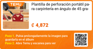 Plantilla de perforacion portatil para carpinteria a 45 grados