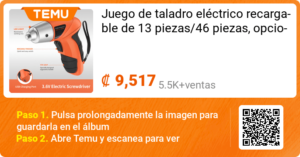 Juego de taladro electrico recargable de 13 o 46 piezas