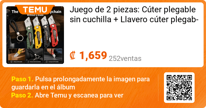 Juego de 2 cuteres plegables sin cuchilla y llavero